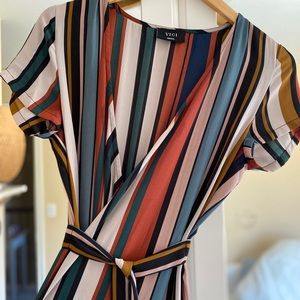 Midi Flowy Summer Wrap Stripped Dress